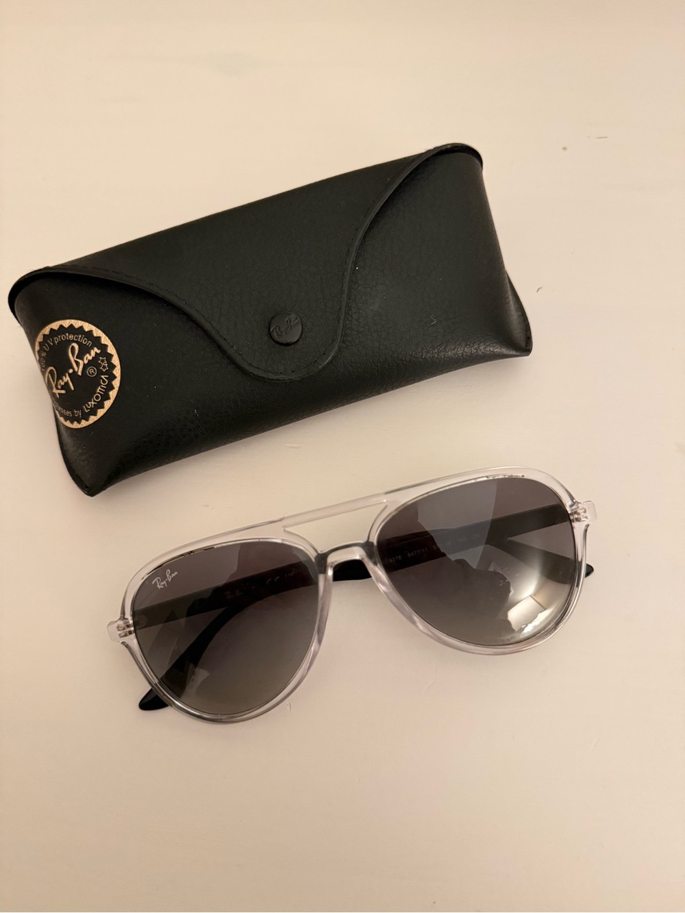 Ray-Ban Clear Frame with Black Gradient Lenses Aviator Sunglasses